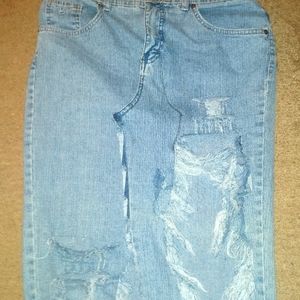 Ripped jeans skirt